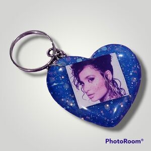 Kehlani Blue Glitter Heart Keychain